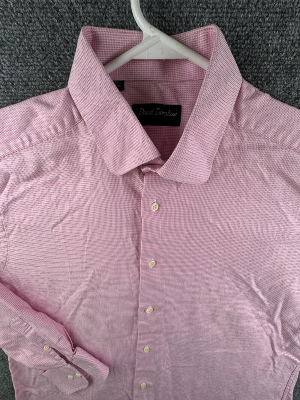 David Donahue Long Sleeve Button Up Shirt Cotton Pink 16 34/35 Adult Men Woven
